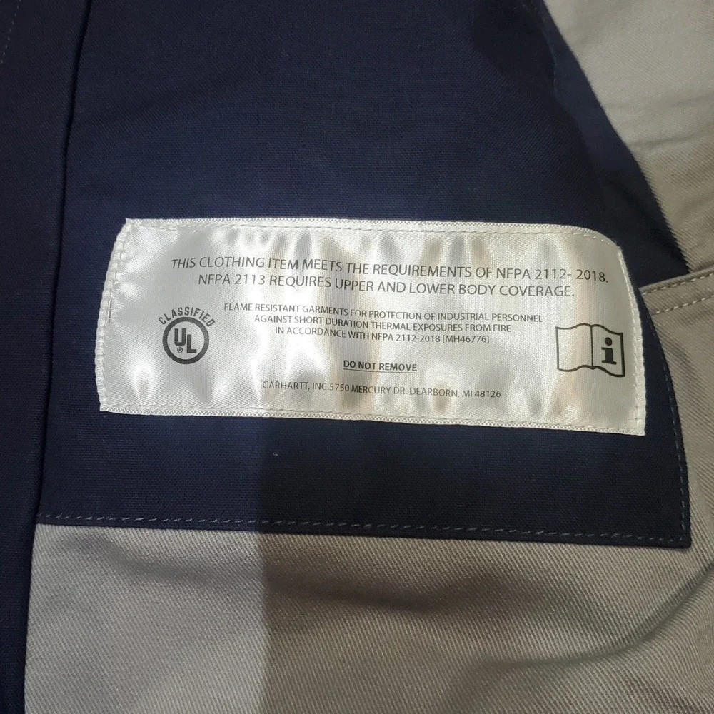 Carhartt FR Full‎ Swing Quick Duck Jacket Men's XL Navy Blue NFPA 2112 Workwear